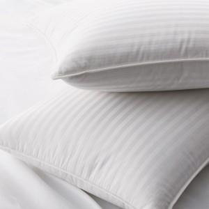 1cmのダマスク織の縞模様の生地が付いている枕の下の90％の白いアヒル